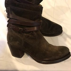 Frye Jane short strappysuede boots